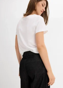 bonprix Kurzgrößen|Bekleidung·Shirts & Tops^Barrel-Jeans Mid Waist mit Gürtel dunkelgrau denim