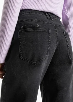 bonprix Jeans|Bekleidung·Shirts & Tops^Barrel-Jeans, Mid Waist, Stretch schwarz denim