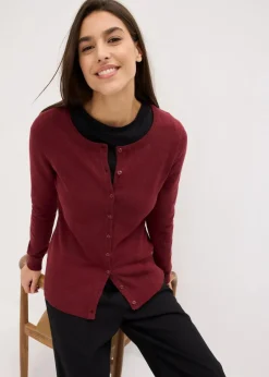 bonprix Bekleidung·Umstandsmode|Strickmode^Basic Feinstrickjacke mit recycelter Baumwolle beere