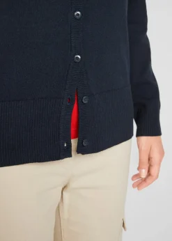 bonprix Pullover & Strickjacken|Basics^Basic Feinstrickjacke mit recycelter Baumwolle dunkelblau