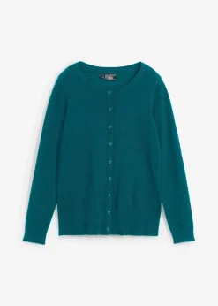 bonprix Pullover & Strickjacken|Basics^Basic Feinstrickjacke mit recycelter Baumwolle dunkelgrün