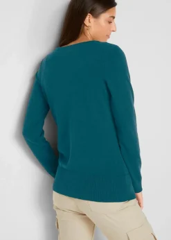bonprix Pullover & Strickjacken|Basics^Basic Feinstrickjacke mit recycelter Baumwolle dunkelgrün