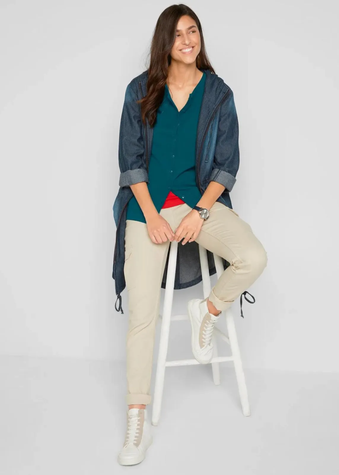bonprix Pullover & Strickjacken|Basics^Basic Feinstrickjacke mit recycelter Baumwolle dunkelgrün