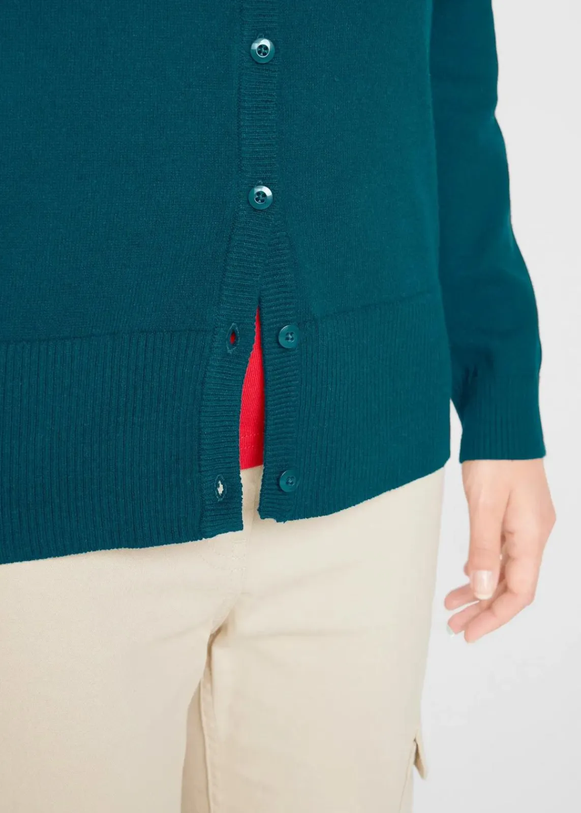bonprix Pullover & Strickjacken|Basics^Basic Feinstrickjacke mit recycelter Baumwolle dunkelgrün