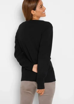 bonprix Bekleidung·Umstandsmode|Strickmode^Basic Feinstrickjacke mit recycelter Baumwolle schwarz