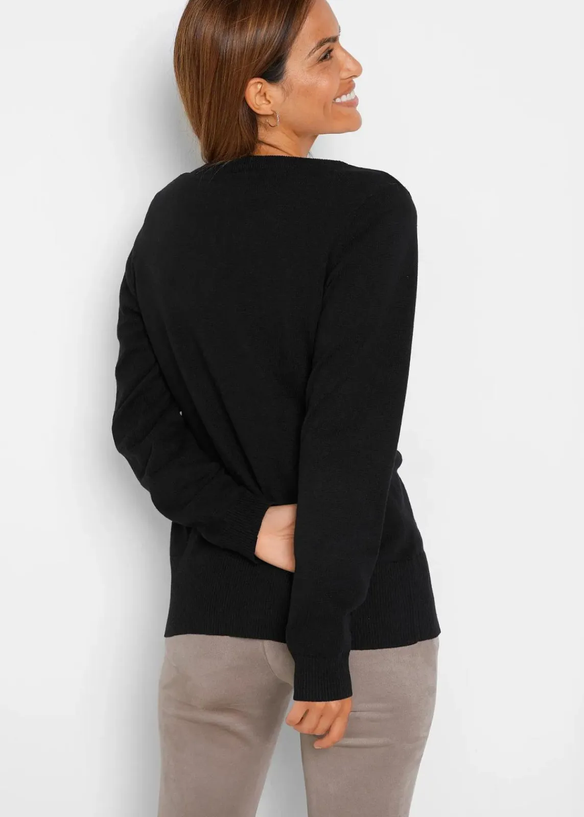 bonprix Bekleidung·Umstandsmode|Strickmode^Basic Feinstrickjacke mit recycelter Baumwolle schwarz