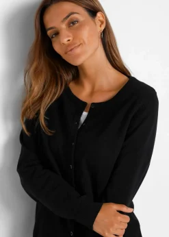 bonprix Bekleidung·Umstandsmode|Strickmode^Basic Feinstrickjacke mit recycelter Baumwolle schwarz