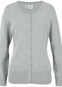 bonprix Pullover & Strickjacken|Basics^Basic Feinstrickjacke mit recycelter Baumwolle grau