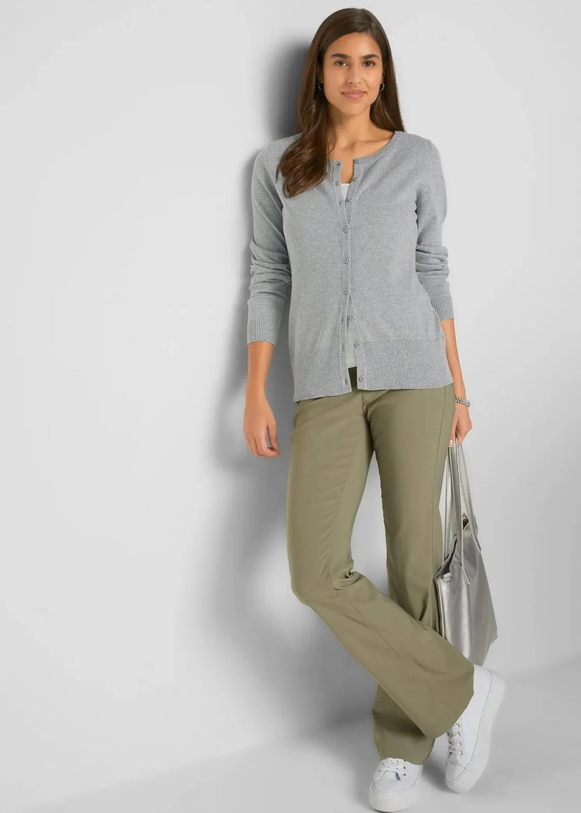 bonprix Pullover & Strickjacken|Basics^Basic Feinstrickjacke mit recycelter Baumwolle grau