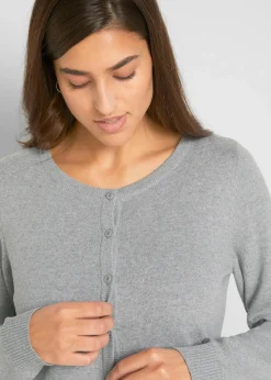 bonprix Pullover & Strickjacken|Basics^Basic Feinstrickjacke mit recycelter Baumwolle grau