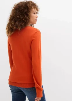 bonprix Bekleidung·Röcke|Bekleidung·Jeans^Basic Longpullover mit V-Ausschnitt lavaorange