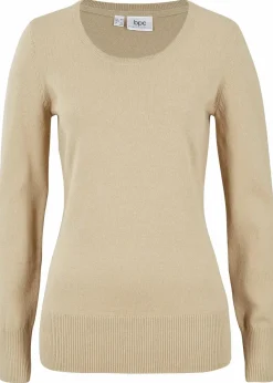 bonprix Strickmode|Pullover & Strickjacken^Basic Pullover mit recycelter Baumwolle beige