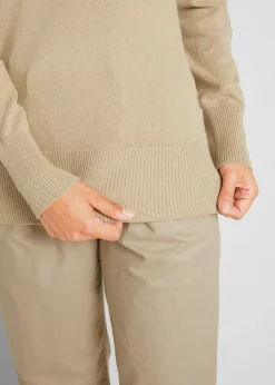 bonprix Strickmode|Pullover & Strickjacken^Basic Pullover mit recycelter Baumwolle beige