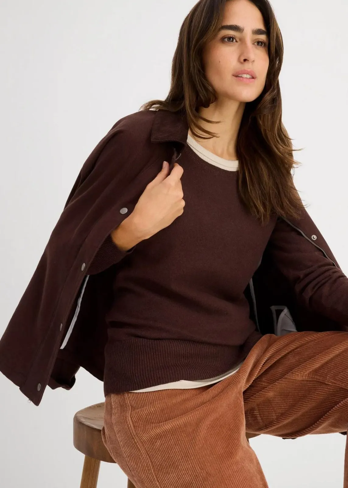 bonprix Bekleidung·Röcke|Bekleidung·Jeans^Basic Pullover mit recycelter Baumwolle lehmbraun