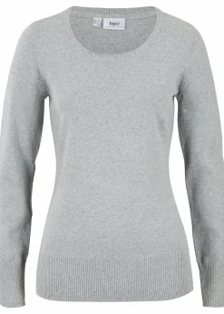 bonprix Strickmode|Pullover & Strickjacken^Basic Pullover mit recycelter Baumwolle grau
