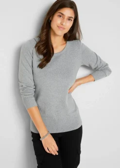 bonprix Strickmode|Pullover & Strickjacken^Basic Pullover mit recycelter Baumwolle grau