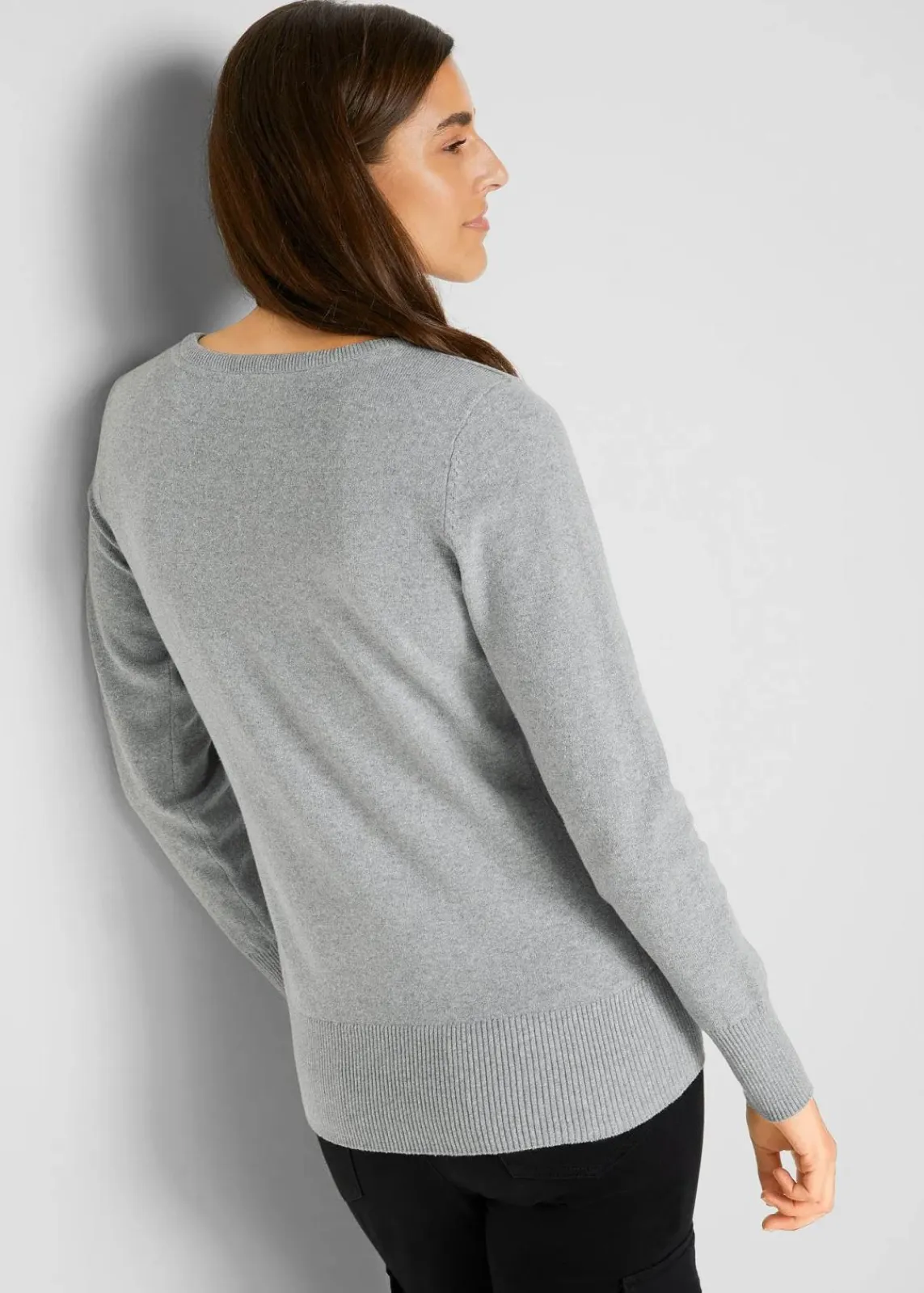 bonprix Strickmode|Pullover & Strickjacken^Basic Pullover mit recycelter Baumwolle grau