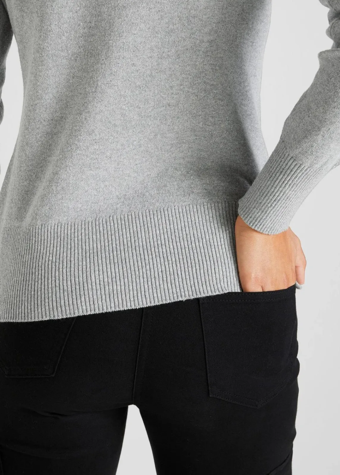 bonprix Strickmode|Pullover & Strickjacken^Basic Pullover mit recycelter Baumwolle grau