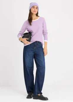 bonprix Strickmode|Pullover & Strickjacken^Basic Pullover mit recycelter Baumwolle flieder