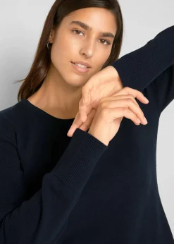 bonprix Strickmode|Pullover & Strickjacken^Basic Pullover mit recycelter Baumwolle dunkelblau