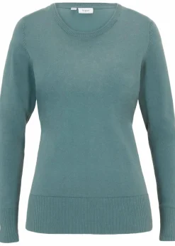bonprix Strickmode|Pullover & Strickjacken^Basic Pullover mit recycelter Baumwolle graugrün