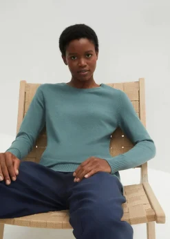 bonprix Strickmode|Pullover & Strickjacken^Basic Pullover mit recycelter Baumwolle graugrün