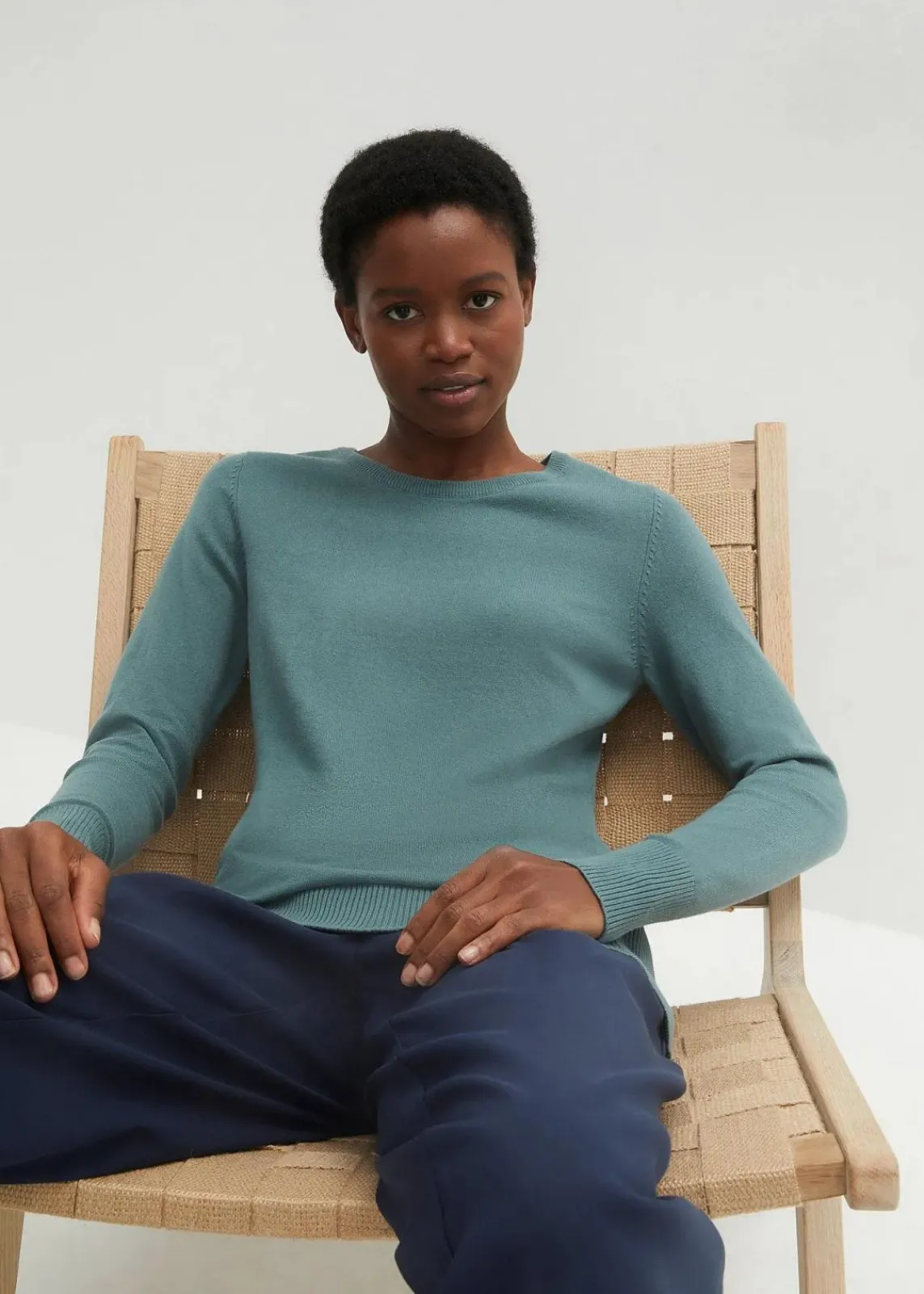 bonprix Strickmode|Pullover & Strickjacken^Basic Pullover mit recycelter Baumwolle graugrün
