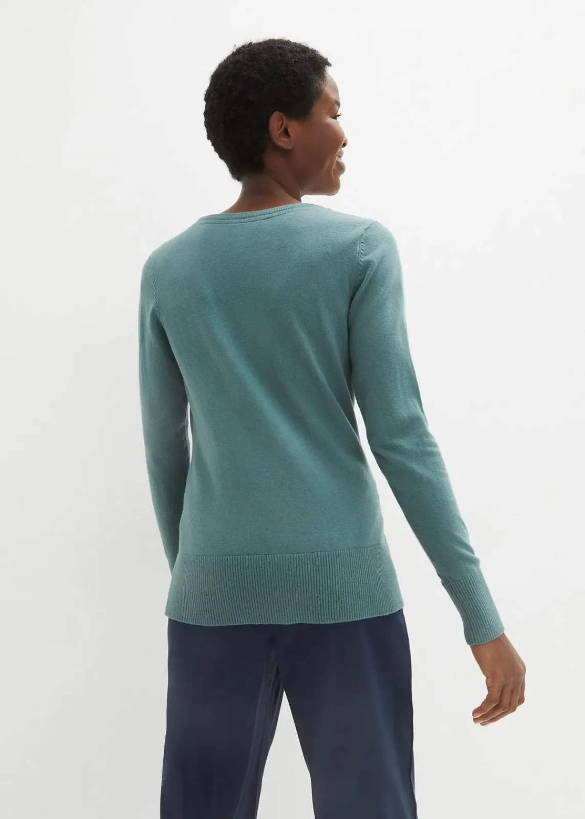 bonprix Strickmode|Pullover & Strickjacken^Basic Pullover mit recycelter Baumwolle graugrün