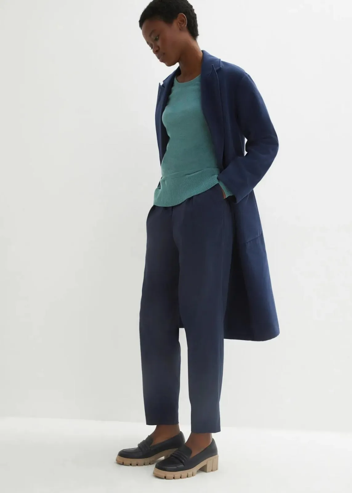 bonprix Strickmode|Pullover & Strickjacken^Basic Pullover mit recycelter Baumwolle graugrün