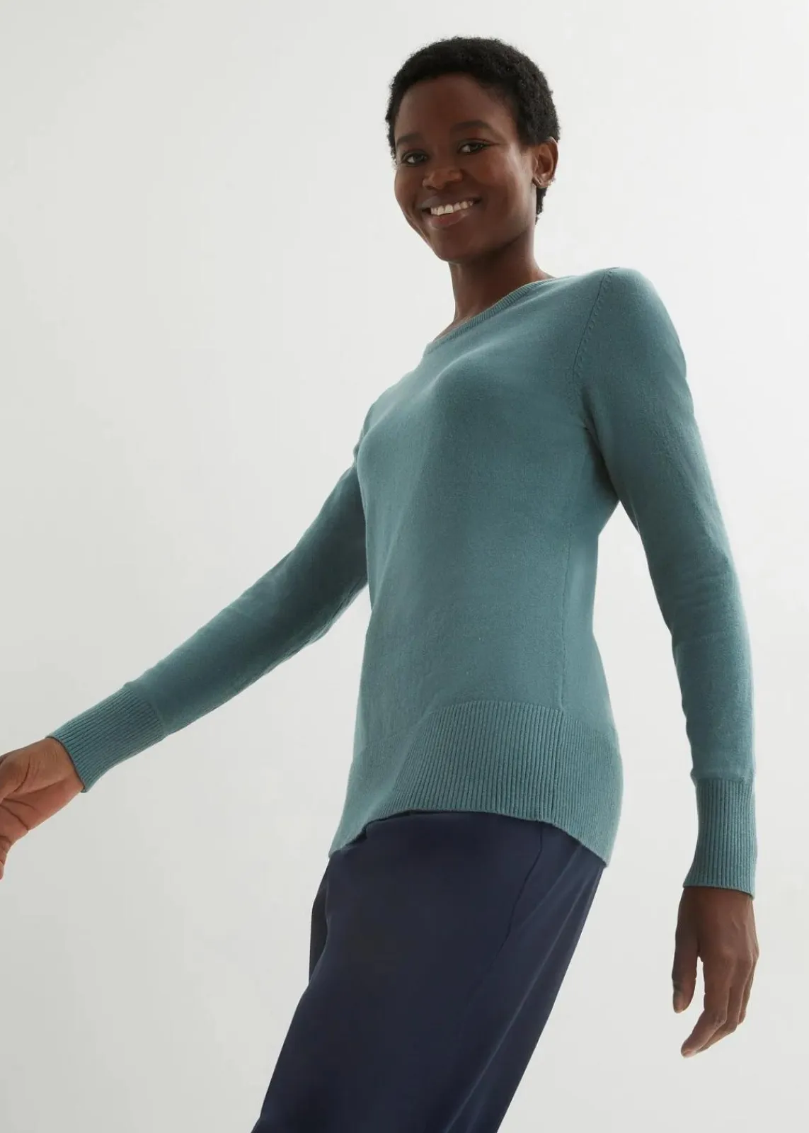 bonprix Strickmode|Pullover & Strickjacken^Basic Pullover mit recycelter Baumwolle graugrün