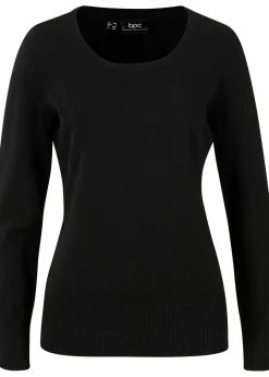 bonprix Strickmode|Pullover & Strickjacken^Basic Pullover mit recycelter Baumwolle schwarz