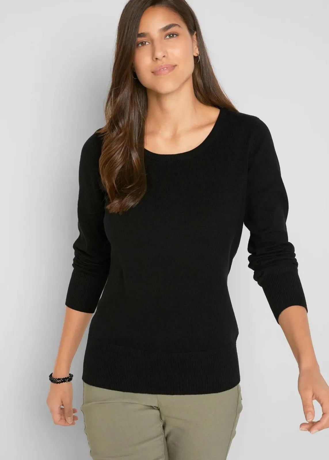 bonprix Strickmode|Pullover & Strickjacken^Basic Pullover mit recycelter Baumwolle schwarz
