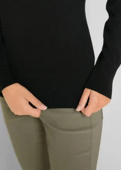 bonprix Strickmode|Pullover & Strickjacken^Basic Pullover mit recycelter Baumwolle schwarz