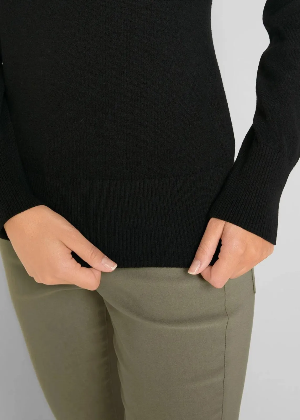 bonprix Strickmode|Pullover & Strickjacken^Basic Pullover mit recycelter Baumwolle schwarz