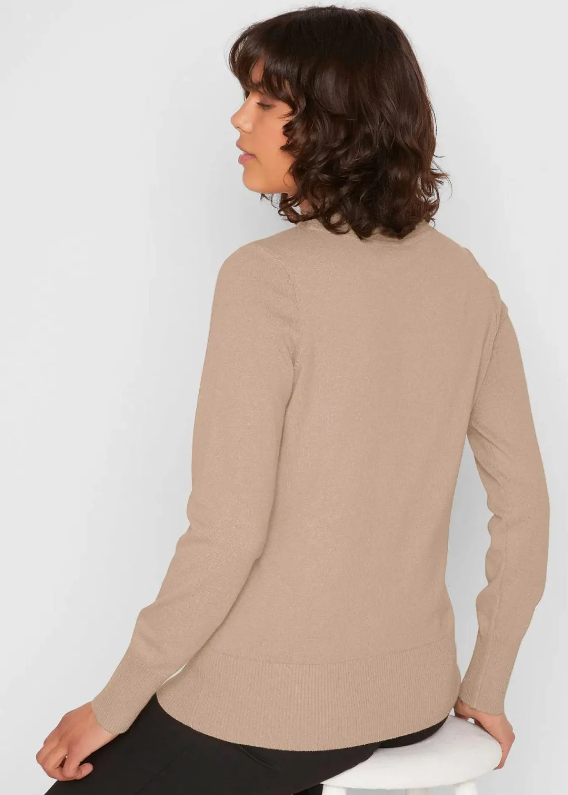 bonprix Pullover & Strickjacken|Basics^Basic Pullover mit Stehkragen mit recycelter Baumwolle beige
