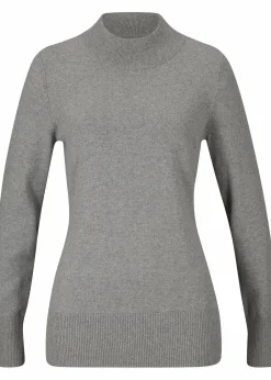 bonprix Pullover & Strickjacken|Basics^Basic Pullover mit Stehkragen mit recycelter Baumwolle grau