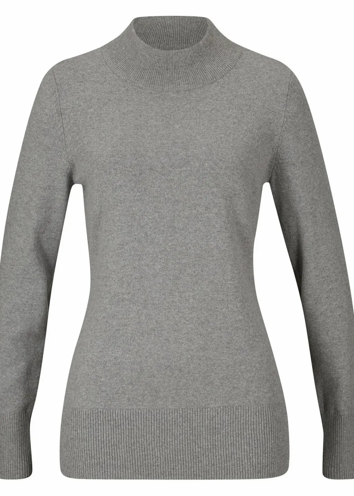 bonprix Pullover & Strickjacken|Basics^Basic Pullover mit Stehkragen mit recycelter Baumwolle grau