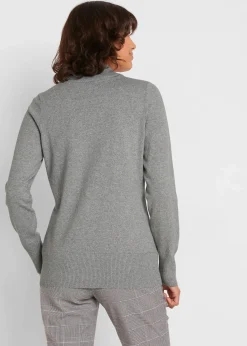 bonprix Pullover & Strickjacken|Basics^Basic Pullover mit Stehkragen mit recycelter Baumwolle grau