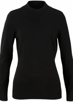 bonprix Pullover & Strickjacken|Basics^Basic Pullover mit Stehkragen mit recycelter Baumwolle schwarz