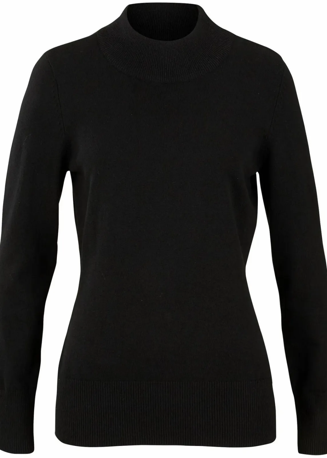 bonprix Pullover & Strickjacken|Basics^Basic Pullover mit Stehkragen mit recycelter Baumwolle schwarz