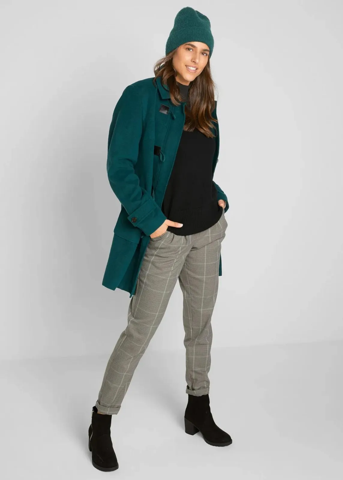 bonprix Pullover & Strickjacken|Basics^Basic Pullover mit Stehkragen mit recycelter Baumwolle schwarz