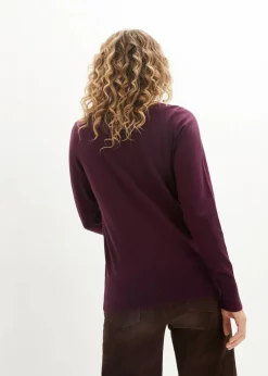 bonprix Bekleidung·Umstandsmode|Pullover & Strickjacken^Basic Pullover mit Stehkragen mit recycelter Baumwolle holunderbeere