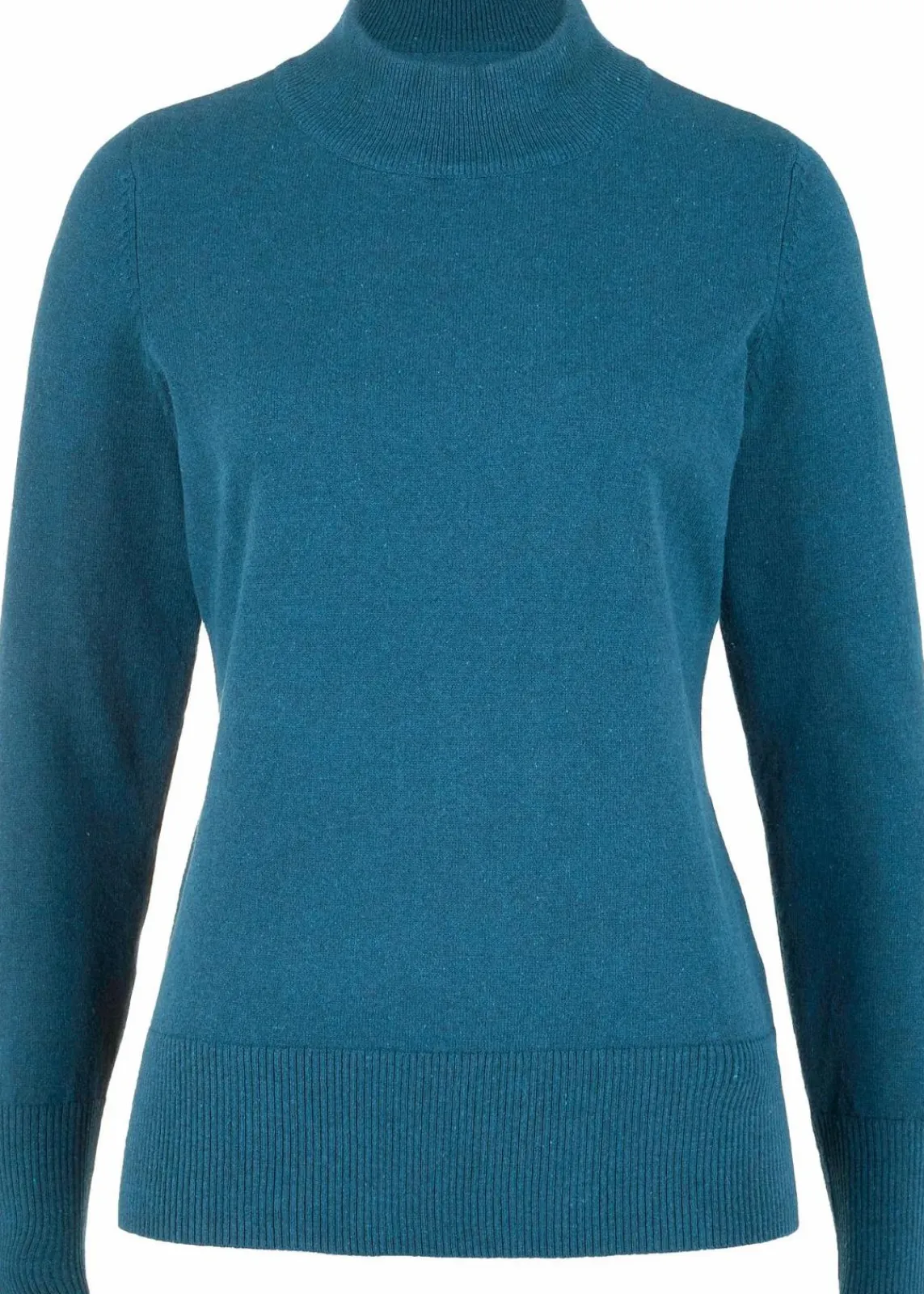 bonprix Pullover & Strickjacken|Basics^Basic Pullover mit Stehkragen mit recycelter Baumwolle blaupetrol