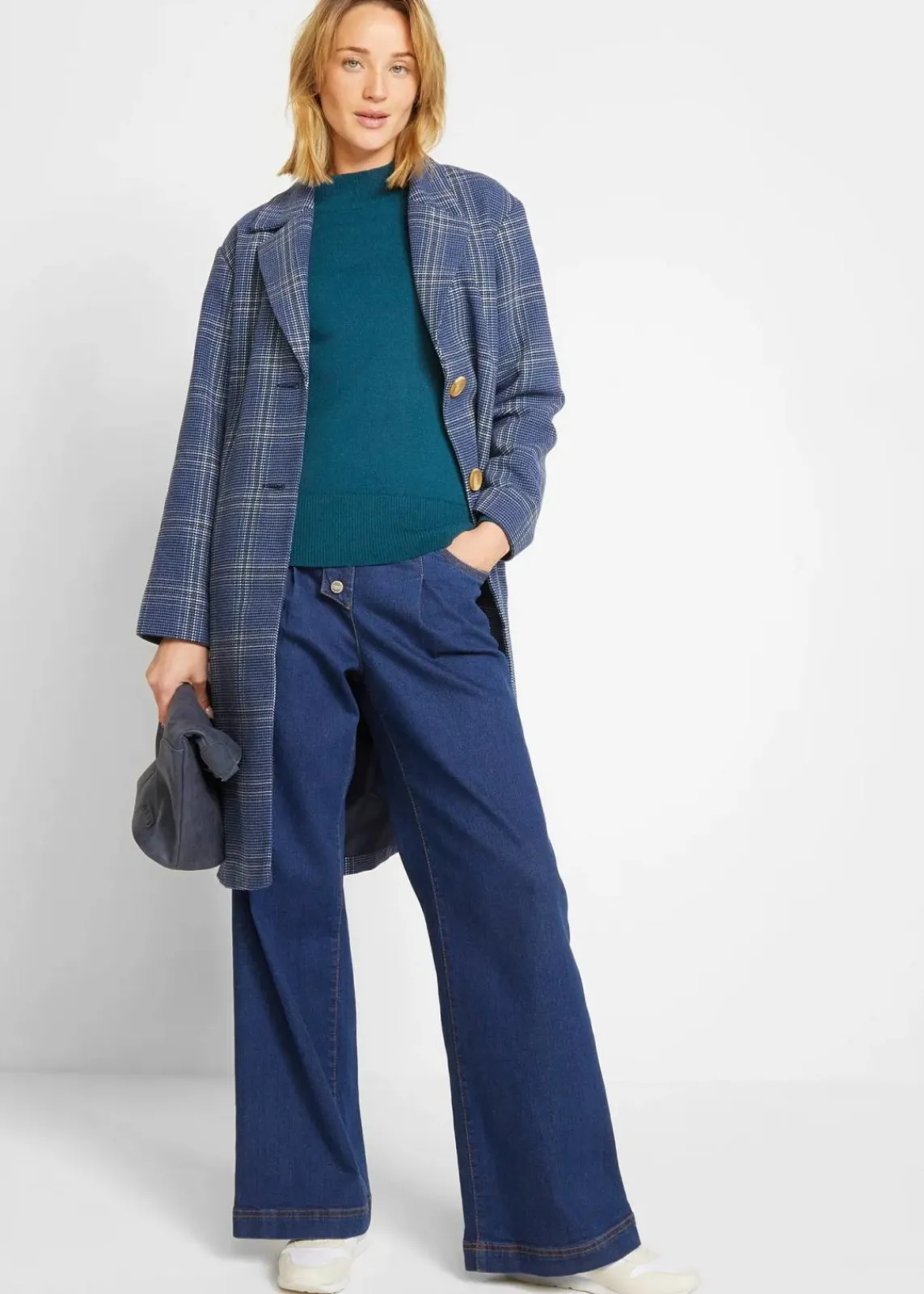 bonprix Pullover & Strickjacken|Basics^Basic Pullover mit Stehkragen mit recycelter Baumwolle blaupetrol