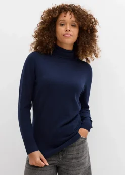 bonprix Pullover & Strickjacken|Basics^Basic Rollkragenpullover dunkelblau
