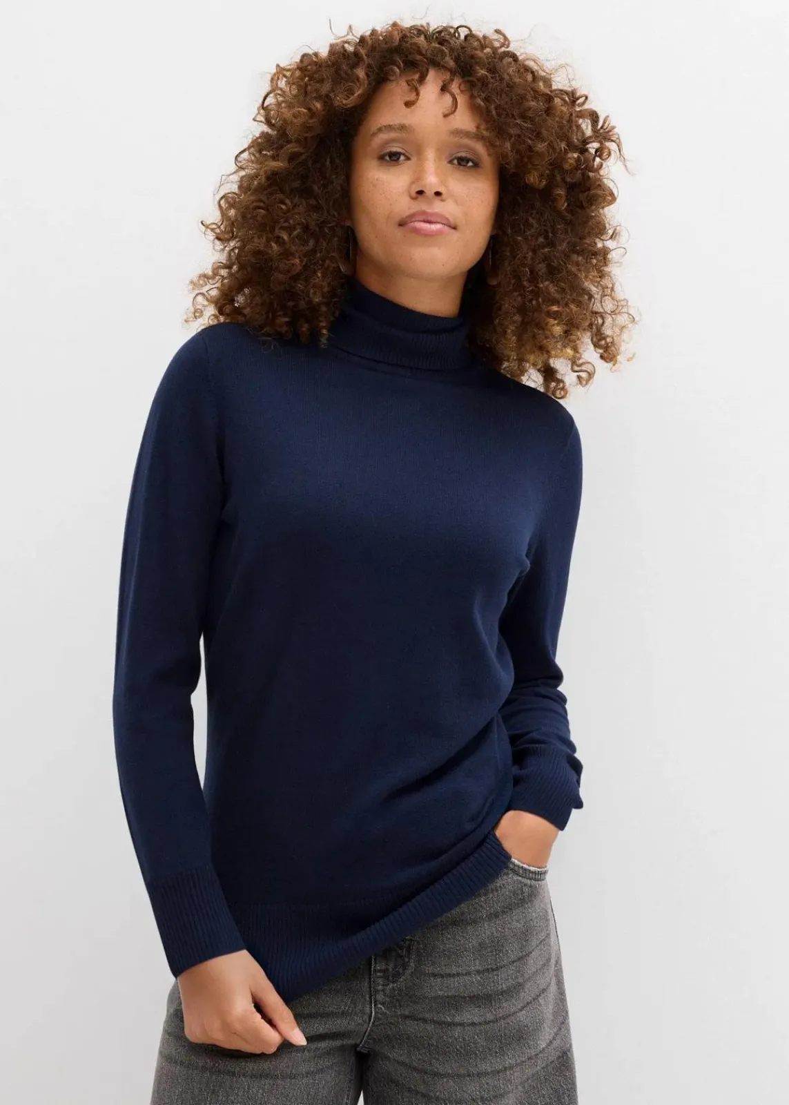 bonprix Pullover & Strickjacken|Basics^Basic Rollkragenpullover dunkelblau
