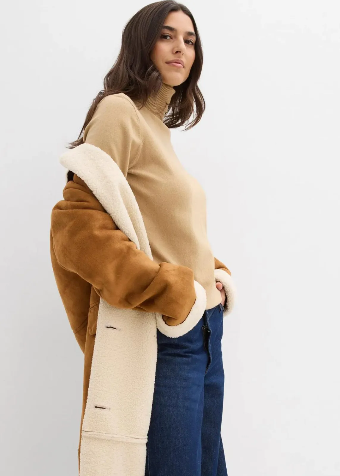 bonprix Bekleidung·Umstandsmode|Strickmode^Basic Rollkragenpullover hellkhaki