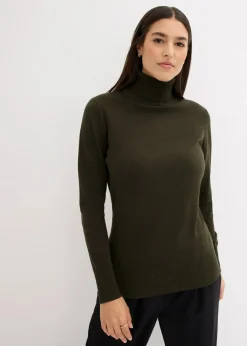 bonprix Pullover & Strickjacken|Basics^Basic Rollkragenpullover nachtoliv