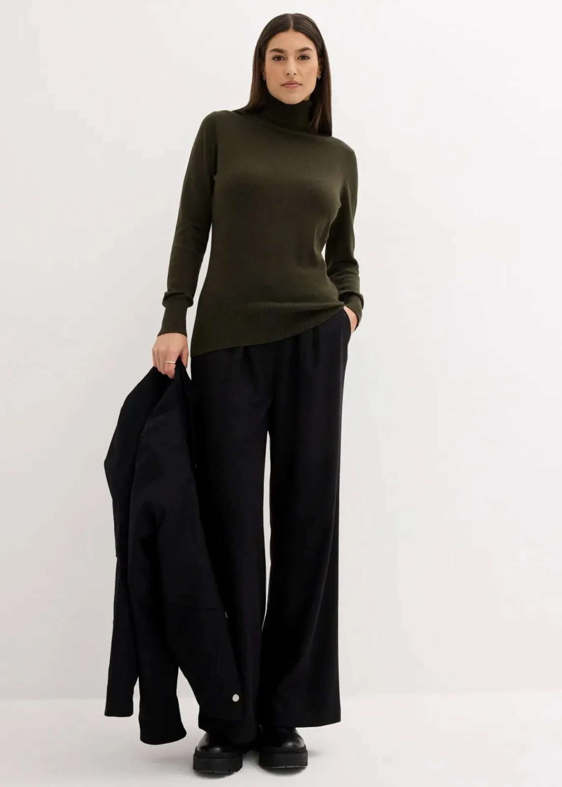 bonprix Pullover & Strickjacken|Basics^Basic Rollkragenpullover nachtoliv