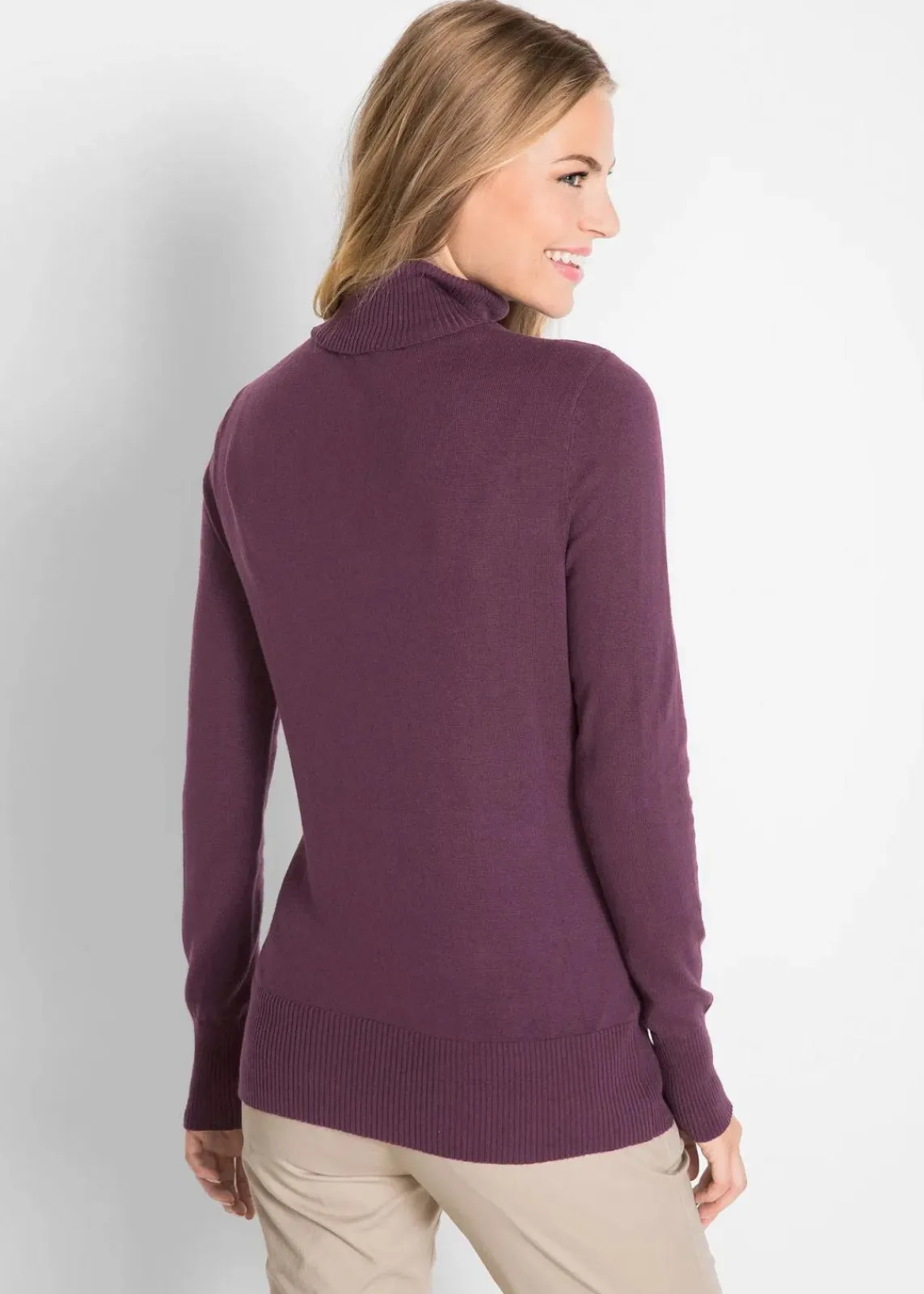 bonprix Pullover & Strickjacken|Basics^Basic Rollkragenpullover holunderbeere